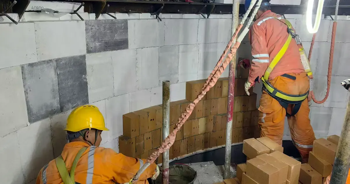 Cement kiln thermal protection insulation installation