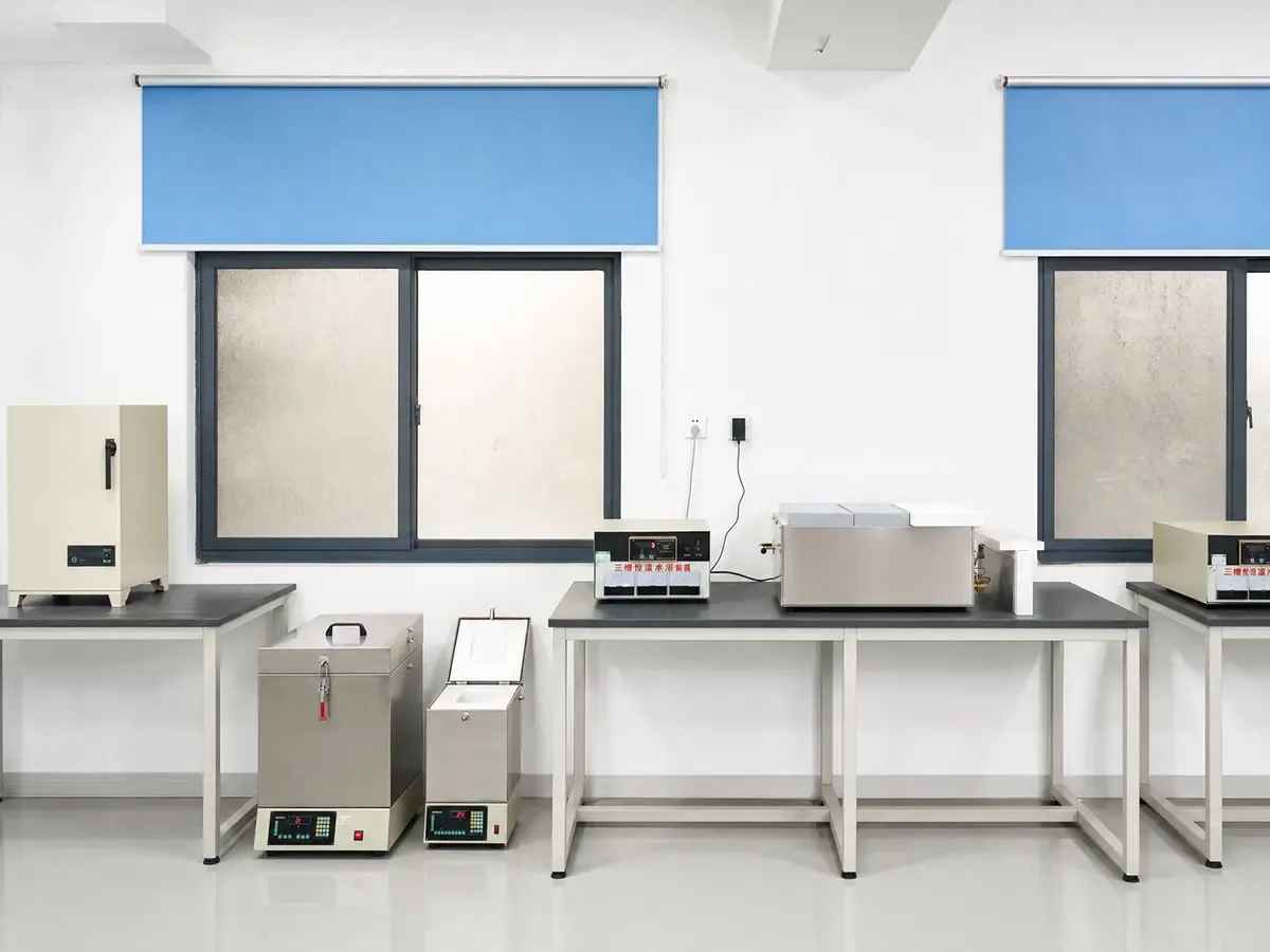 Calcium silicate board laboratory testing workbench and lab instruments