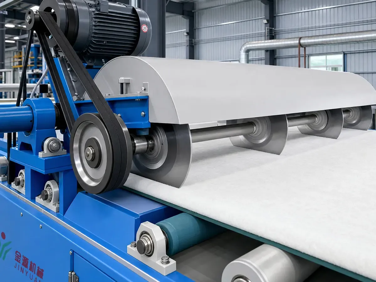 Rotary cutting machine trimming ceramic fiber blanket on automatic production line