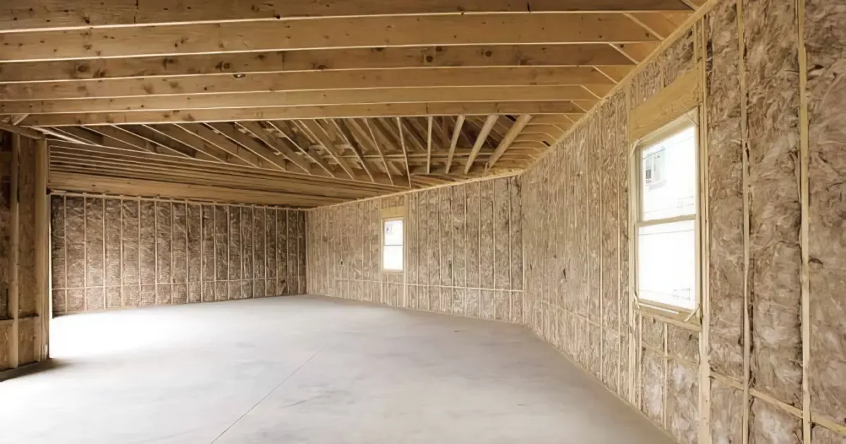 glass‑wool‑wall‑ceiling‑insulation‑wood‑framing‑building‑site